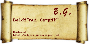 Belányi Gergő névjegykártya
